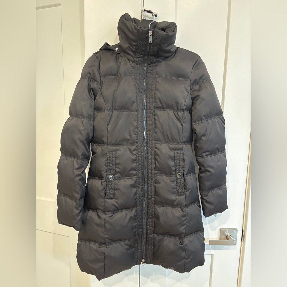 Kenneth Cole Reaction Black Puffer Coat with removable Fur Trim Hood. Size S